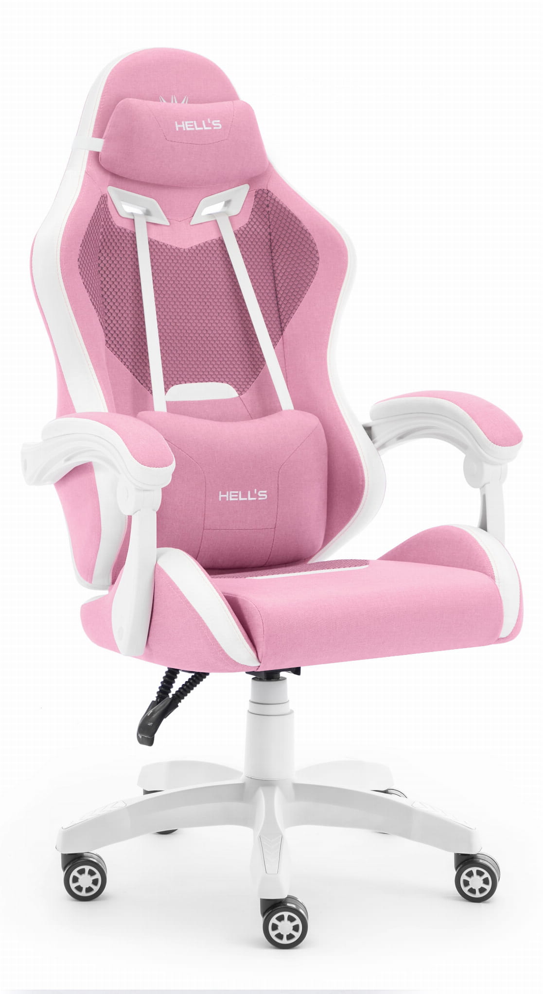 Fotel-gamingowy-Hells-Chair-HC-1012-Pink-White-Rozowy-Bialy-Tkanina Геймерське ігрове комп'ютерне крісло Hell's Chair HC-1012 Pink White тканина