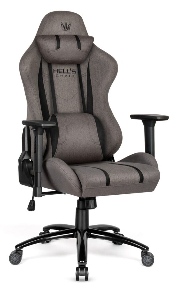 Геймерське ігрове комп'ютерне крісло Hell's Chair HC-1013 Grey Black тканина