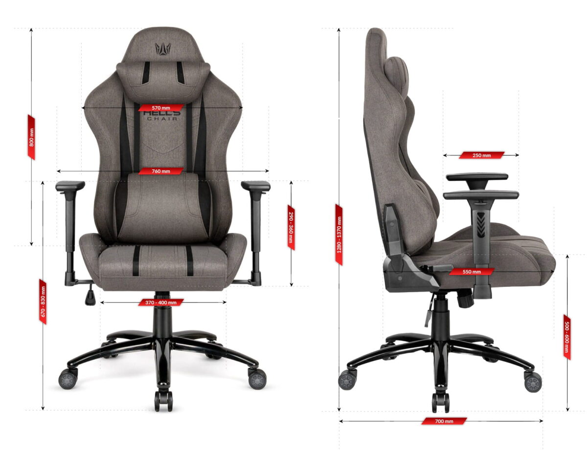 Геймерське ігрове комп'ютерне крісло Hell's Chair HC-1013 Grey Black тканина - Зображення 10