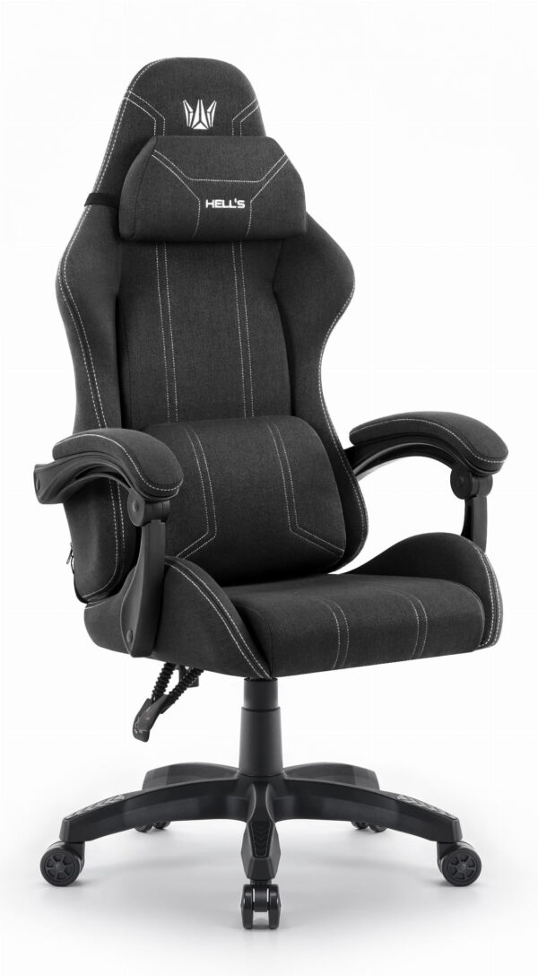 Геймерське ігрове комп'ютерне крісло Hell's Chair HC-1014 Black White тканина