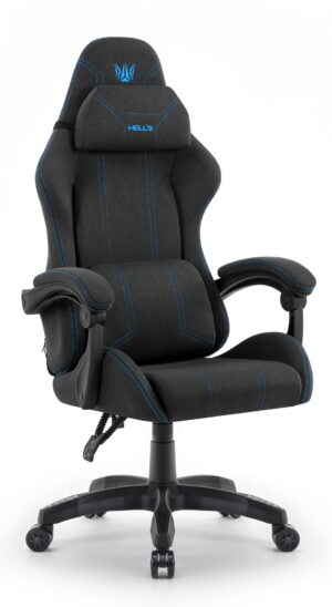 Геймерське ігрове комп'ютерне крісло Hell's Chair HC-1014 Black Blue тканина