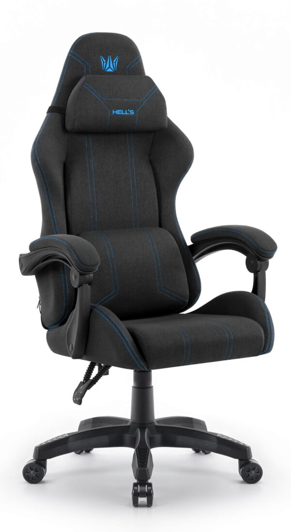 Геймерське ігрове комп'ютерне крісло Hell's Chair HC-1014 Black Blue тканина
