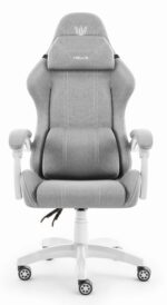 Геймерське ігрове комп'ютерне крісло Hell's Chair HC-1014 Grey White тканина - Зображення 2