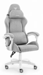 Геймерське ігрове комп'ютерне крісло Hell's Chair HC-1014 Grey White тканина