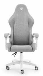 Геймерське ігрове комп'ютерне крісло Hell's Chair HC-1014 Grey White тканина - Зображення 5