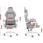 Геймерське ігрове комп'ютерне крісло Hell's Chair HC-1014 Grey White тканина - Зображення 10