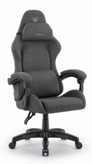 Геймерське ігрове комп'ютерне крісло Hell's Chair HC-1014 Grey Black тканина