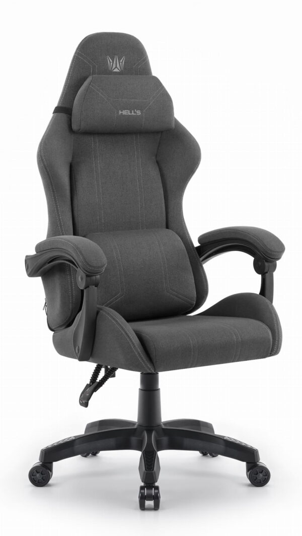 Геймерське ігрове комп'ютерне крісло Hell's Chair HC-1014 Grey Black тканина
