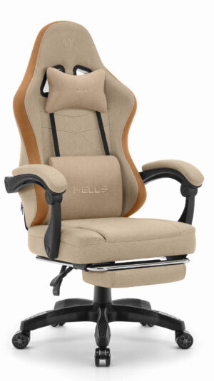 Геймерське комп'ютерне ігрове крісло Hell's Chair HC-1015 Beige тканина