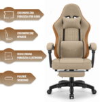 Геймерське комп'ютерне ігрове крісло Hell's Chair HC-1015 Beige тканина - Зображення 8