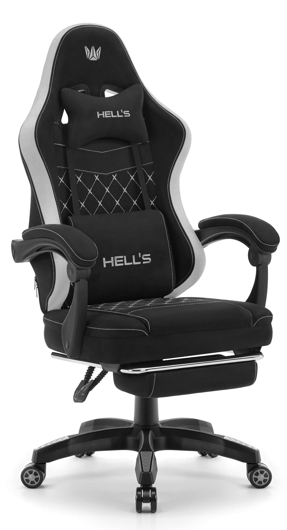 Fotel-gamingowy-Hells-Chair-HC-1015-Black-Grey-Czarny-Szary-Tkanina Геймерське комп'ютерне ігрове крісло Hell's Chair HC-1015 Black Grey тканина - Зображення 1