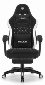 Геймерське комп'ютерне крісло Hell's Chair HC-1015 Grey White тканина - Зображення 3