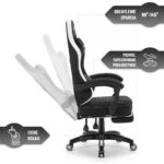 Геймерське ігрове комп'ютерне крісло Hell's Chair HC-1015 Black White тканина - Зображення 11