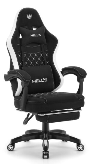 Геймерське комп'ютерне крісло Hell's Chair HC-1015 Grey White тканина