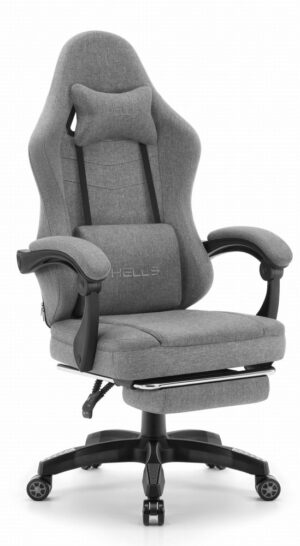 Геймерське комп'ютерне ігрове крісло Hell's Chair HC-1015 Grey тканина