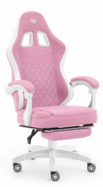 Геймерське комп'ютерне крісло Hell's Chair HC-1015 Pink White тканина - Зображення 2