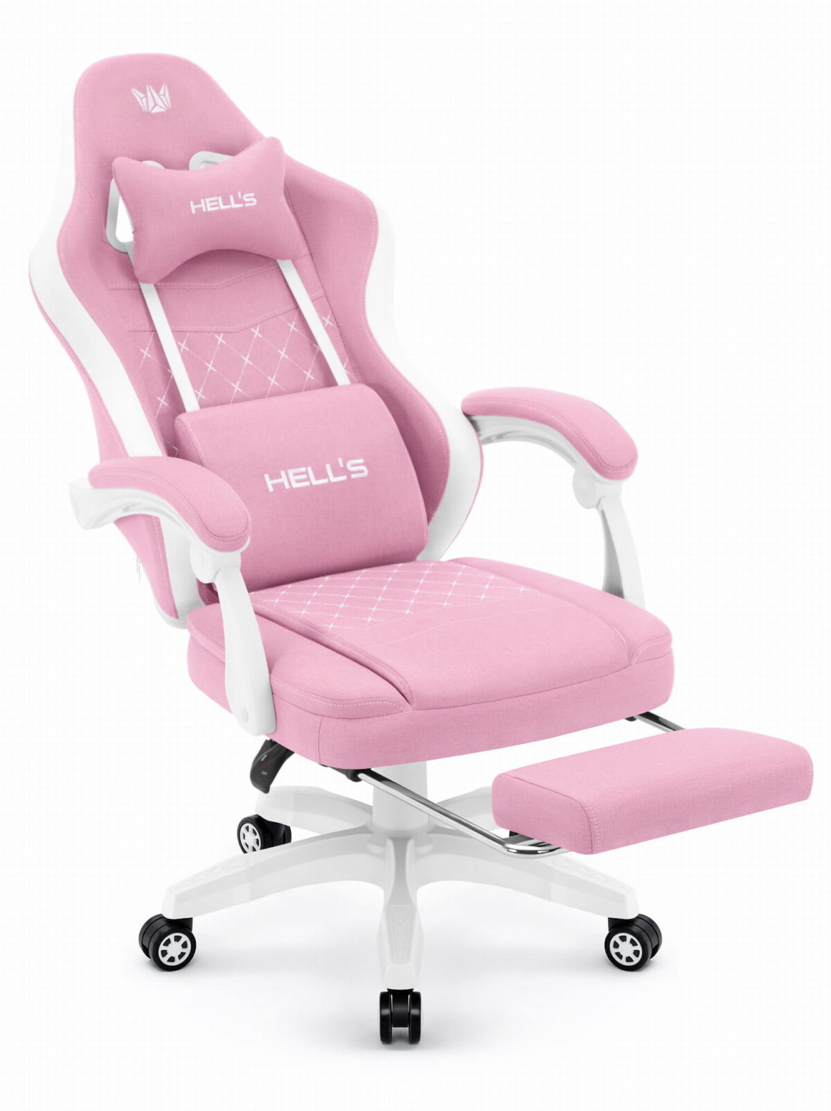 Геймерське комп'ютерне крісло Hell's Chair HC-1015 Pink White тканина - Зображення 7