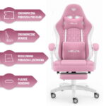Геймерське комп'ютерне крісло Hell's Chair HC-1015 Pink White тканина - Зображення 8