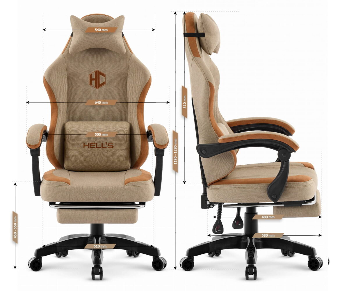 Геймерське комп'ютерне крісло Hell's Chair HC-1016 Beige тканина - Зображення 11