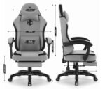 Геймерське комп'ютерне крісло Hell's Chair HC-1016 Gey Black тканина - Зображення 11