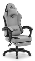 Геймерське комп'ютерне крісло Hell's Chair HC-1016 Gey Black тканина