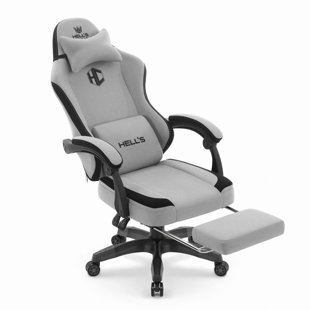 Геймерське комп'ютерне крісло Hell's Chair HC-1016 Gey Black тканина - Зображення 5