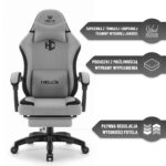 Геймерське комп'ютерне крісло Hell's Chair HC-1016 Gey Black тканина - Зображення 8