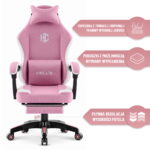 Геймерське комп'ютерне крісло Hell's Chair HC-1016 Pink тканина - Зображення 9
