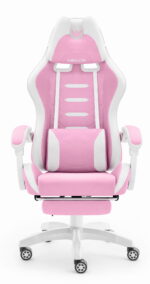 Геймерське ігрове комп'ютерне крісло Hell's Chair HC-1039 2.0 Pink White тканина - Зображення 2