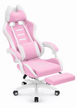 Геймерське ігрове комп'ютерне крісло Hell's Chair HC-1039 2.0 Pink White тканина - Зображення 5