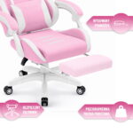 Геймерське ігрове комп'ютерне крісло Hell's Chair HC-1039 2.0 Pink White тканина - Зображення 7