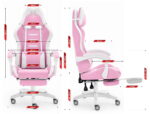 Геймерське ігрове комп'ютерне крісло Hell's Chair HC-1039 2.0 Pink White тканина - Зображення 8