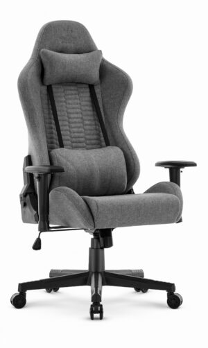 Геймерське комп'ютерне крісло Hell's Chair HC-2000 Grey Black тканина