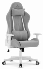 Геймерське комп'ютерне крісло Hell's Chair HC-2000 Grey White тканина