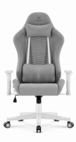 Геймерське комп'ютерне крісло Hell's Chair HC-2000 Grey White тканина - Зображення 3