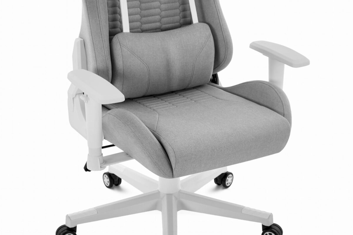 Геймерське комп'ютерне крісло Hell's Chair HC-2000 Grey White тканина - Зображення 8