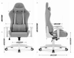 Геймерське комп'ютерне крісло Hell's Chair HC-2000 Grey White тканина - Зображення 10