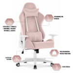 Геймерське комп'ютерне крісло Hell's Chair HC-2000 Pink White тканина - Зображення 8