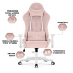 Геймерське комп'ютерне крісло Hell's Chair HC-2000 Pink White тканина - Зображення 9