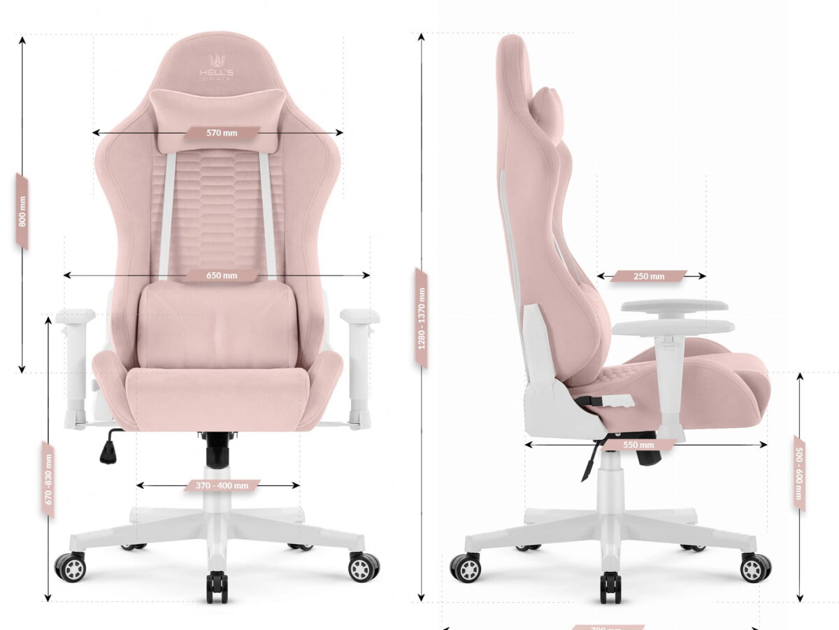 Геймерське комп'ютерне крісло Hell's Chair HC-2000 Pink White тканина - Зображення 10