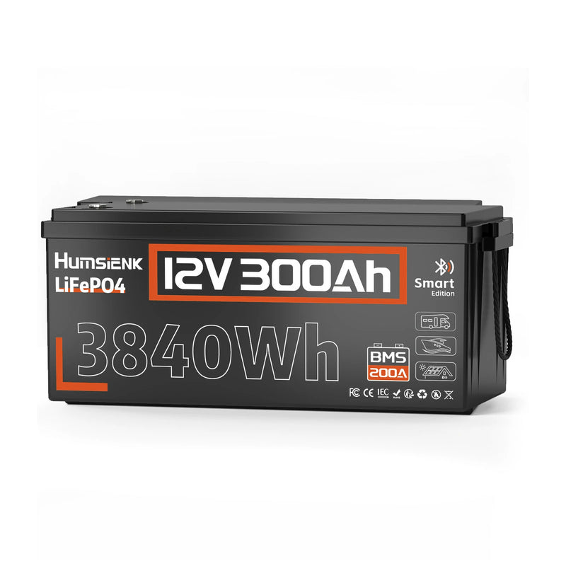 Humsienk_12V_300Ah_LiFePO4_Bluetooth_Battery_200A_BMS Акумулятор Humsienk 12V 300Ah (HS12V300AH200BT) з Bluetooth 200A BMS 3840Wh 15000+ циклів