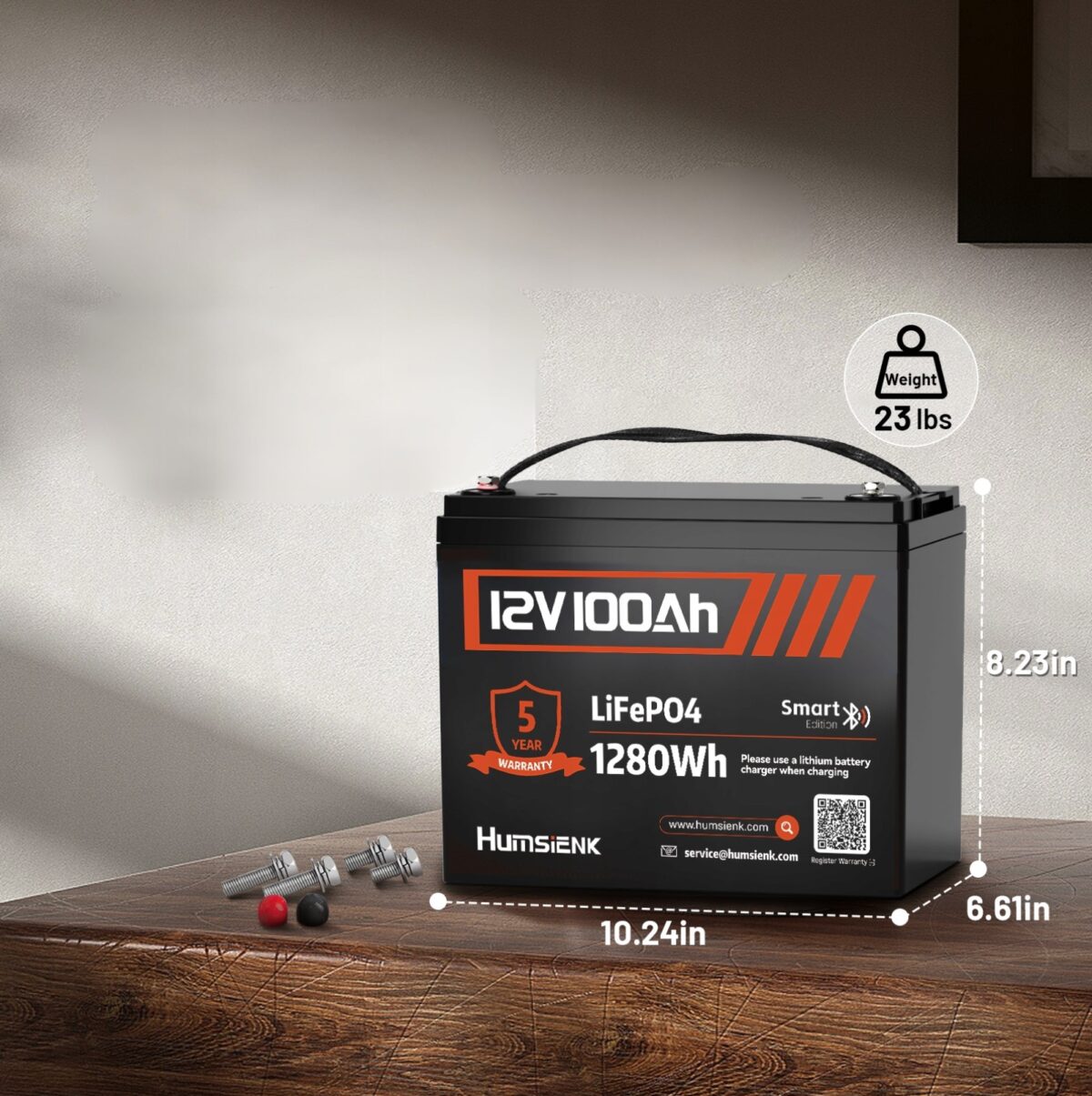 Акумулятор HumsiENKD MAX PLUS LiFePO4 12V 100Ah 1280 Вт·год 15000+ циклів BT Z BMS 110A HS12V100AH100MAXPLUS