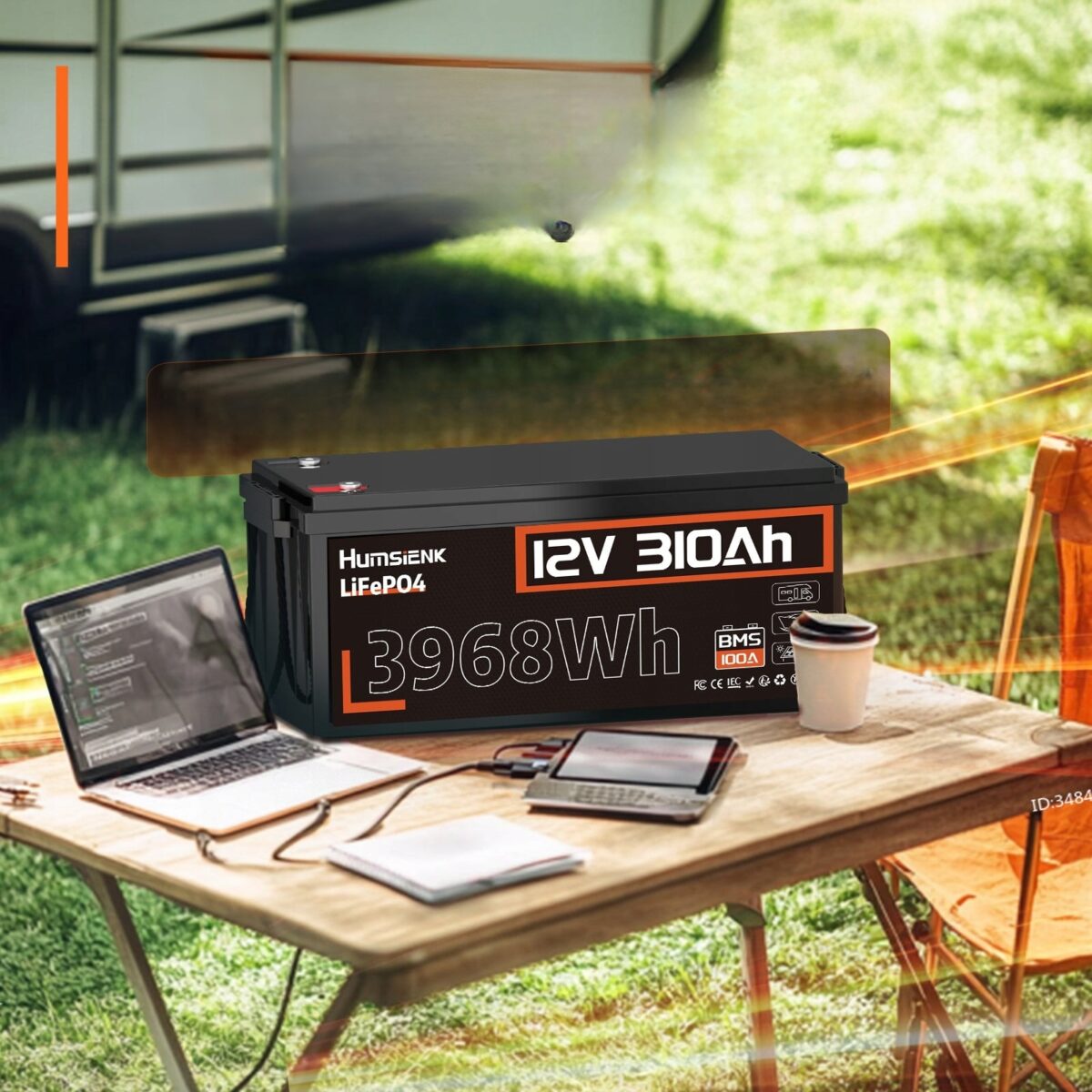 Акумулятор HumsiENK LiFePO4 12V 310Ah з BMS (HS12V310AH100) 3968Wh 15000+ циклів IP67