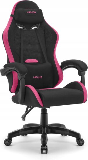 Геймерське комп'ютерне крісло Hell's Chair HC-1012 Black Pink тканина