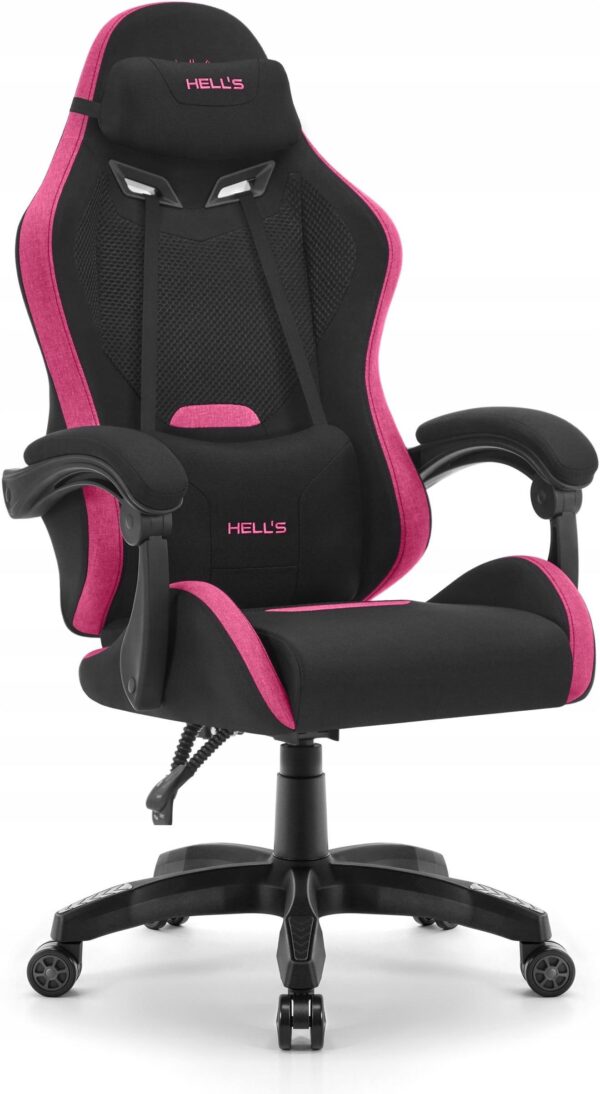 Геймерське комп'ютерне крісло Hell's Chair HC-1012 Black Pink тканина