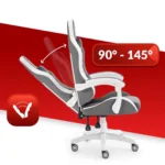 Геймерське ігрове комп'ютерне крісло Hell's Chair HC-1012 Grey White тканина - Зображення 7