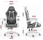 Геймерське ігрове комп'ютерне крісло Hell's Chair HC-1012 Grey White тканина - Зображення 10