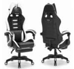 Геймерське ігрове комп'ютерне крісло Hell's Chair HC-1039 2.0 White (чорно-біле) екошкіра - Зображення 3