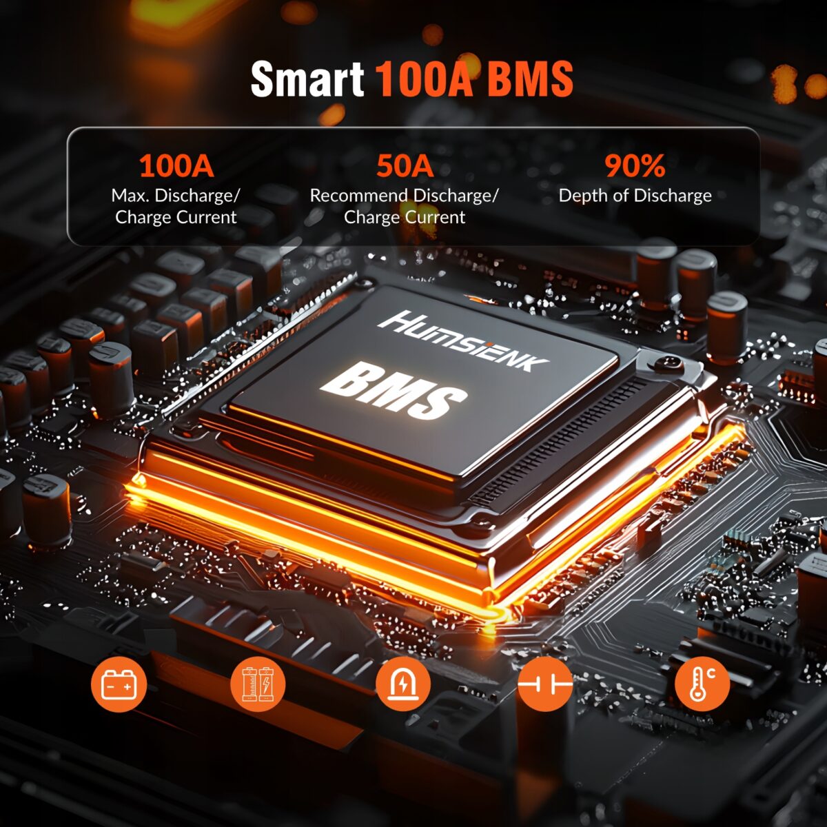 Накопичувач енергії HumsiENk 5,12 Вт LiFePO4 3U (HS48V100AH100RACK-3U-EU)