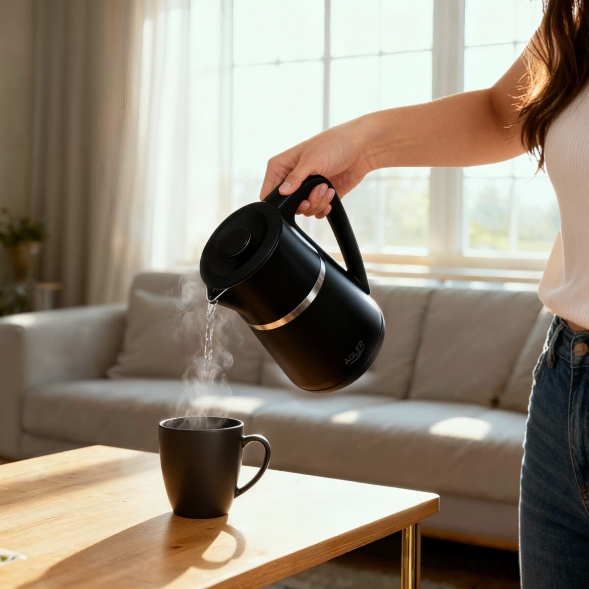 Електричний Чайник Adler AD 1355 black 1.7 л внутрішня частина з нержавіючої сталі подвійні стінки
